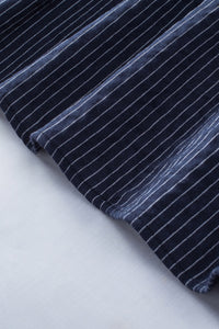 Gray Embroidered Striped Print Sleeveless Mini Dress