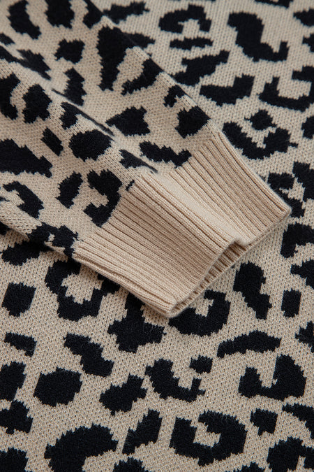 Leopard Chunky Knitted Cardigan Sweater