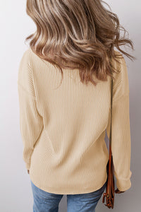 Corded Drop Shoulder Long Sleeve Top