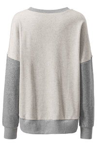 Color Block Thumbhole Sleeve Drop Shoulder Sweatshirt