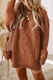 Cable Knit Drop Shoulder Loose Fit Sweater Dress