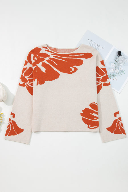 Flower Pattern Oversized Sweater
