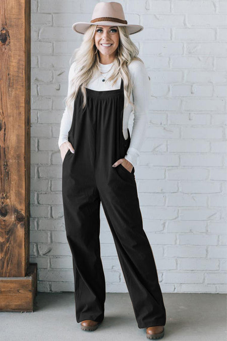 Pocketed Loose Fit Corduroy Overall