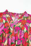 Rose Floral Short Sleeve Smocked Waist Maxi dress