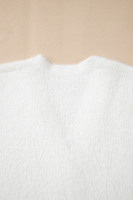 Fuzzy Buttoned Front Midi Solid Cardigan