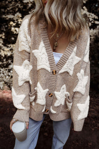 Sherpa Star Sweater Pocketed Cardigan