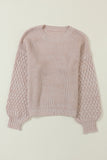 Sea Green Cable Knit Sleeve Drop Shoulder Sweater