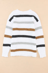 Striped Popcorn Knit Sweater