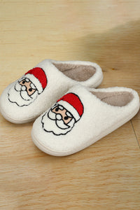 White Christmas Cartoon Pattern Plush Slippers