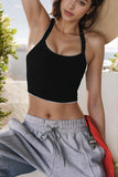 Navy Blue Athletic Ribbed Cropped Cami Top