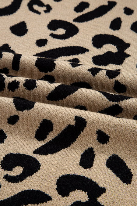 Leopard Ribbed Cuffed Sweater