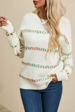 Colorful Crossed Stitch Drop Shoulder Sweater