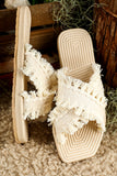 Tassel Woven Crossed Straps Flat Slippers