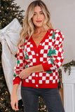 Checkered Christmas Cardigan Sweater