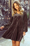 Velvet V Neck Shift Dress