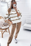 Striped Drop Shoulder Pullover and Jogger Pants Set