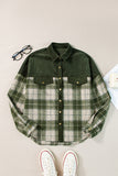 Snap Buttons Colorblock Plaid Shacket