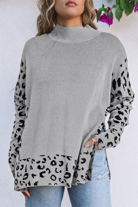 Leopard High Neck Oversized Sweater