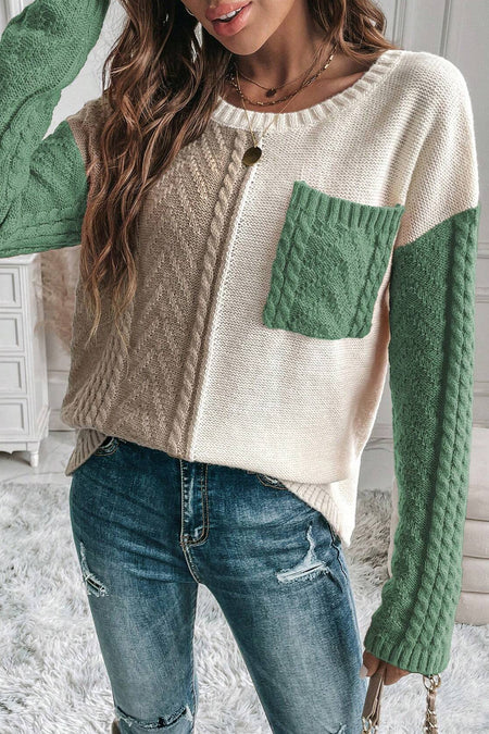 Colorblock Patchwork Drop Shoulder Sweater