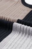 Black Colorblock Textured Knit Top
