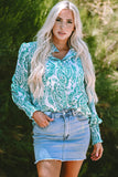 Smocked Cuff Buttoned Loose Shirt