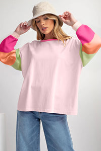 Colorblock Patchwork Long Sleeve Loose Top