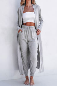 Split Long Cardigan and Skinny Pants Lounge Set