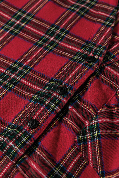 Plaid Half Button Long Sleeve Shirt Mini Dress