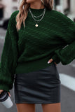 Mock Neck Lantern Sleeve Cable Knit Sweater