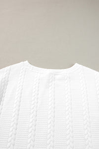 Cable Textured Long Sleeve Round Neck Top