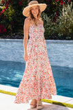 Boho Floral Smocked Ruffled Maxi Dress