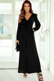 Cutout Back Belted V Neck Wide Leg Jumpsuit