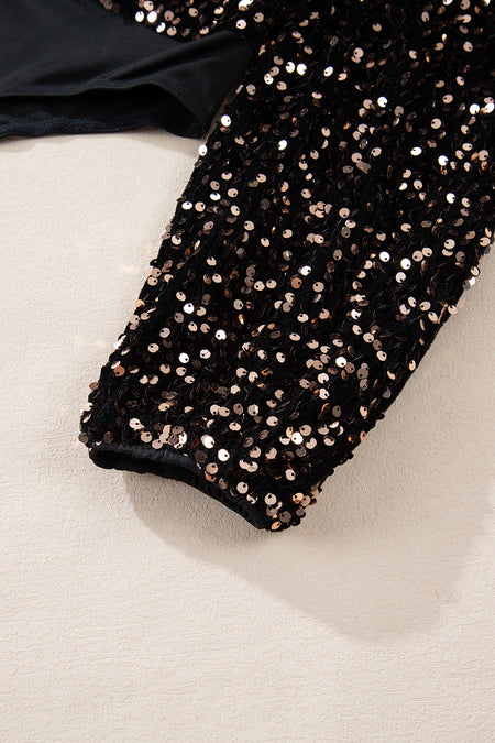 Sequin Puff Sleeve Bodysuit