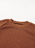 Solid Textured Raglan Sleeve Pullover Sweatshirt