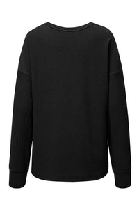 Corded Drop Shoulder Long Sleeve Top