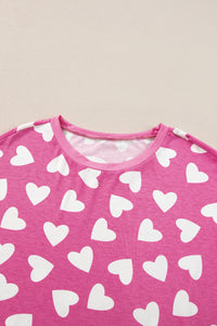 Valentine Heart Shape Print Long Sleeve Top Shorts Lounge Set