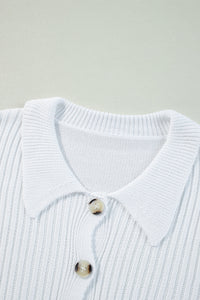 Collared Button-up Loose Fit Casual Sweater