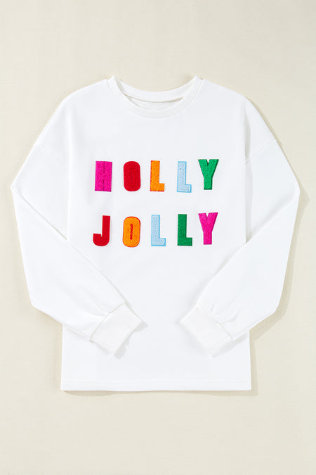 Chenille Holly Jolly Graphic Long Sleeve Top