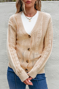 Open Knit Drop Shoulder Sweater Cardigan