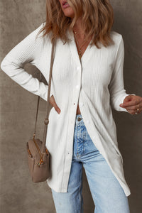 Ribbed Button up Tunic Cardigan