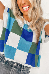 Color Block Cap Sleeve Sweater