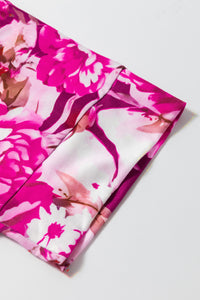 Floral Print Short Sleeve Plus Size Blouse