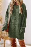 Cable Knit Drop Shoulder Loose Fit Sweater Dress