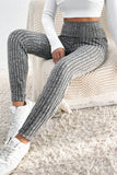 Wide Waistband Ribbed Textured Knit Leggings
