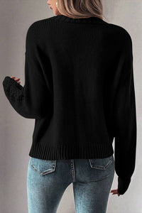 Open Knit Drop Shoulder Sweater Cardigan