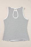 Striped Print Ribbed Knit Sleeveless Top