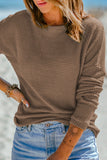 Waffle Knit Drop Shoulder Long Sleeve Top