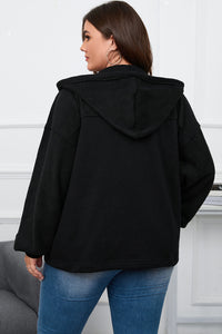 Flap Pocket Drawstring Hood Zip Up Jacket