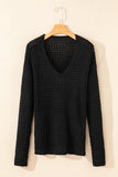 Hollow-out Crochet V Neck Sweater