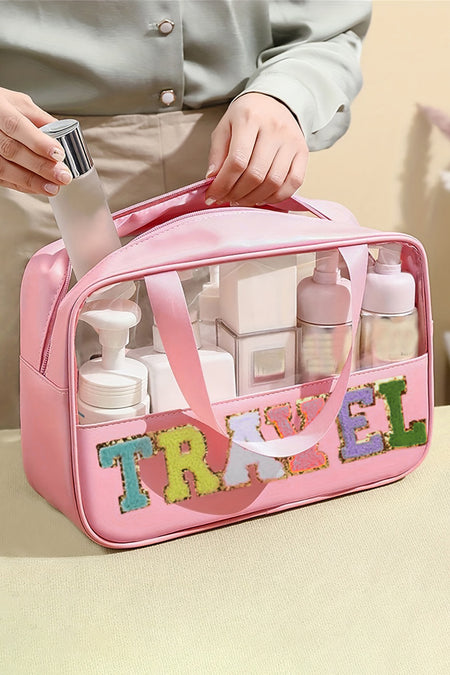 TRAVEL Chenille Letter Clear PVC Makeup Bag – Amaryllis Apparel